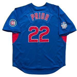 Vintage Nike Team Mark Prior Chicago Cubs Baseball Jersey XL Stitched Blue Red
